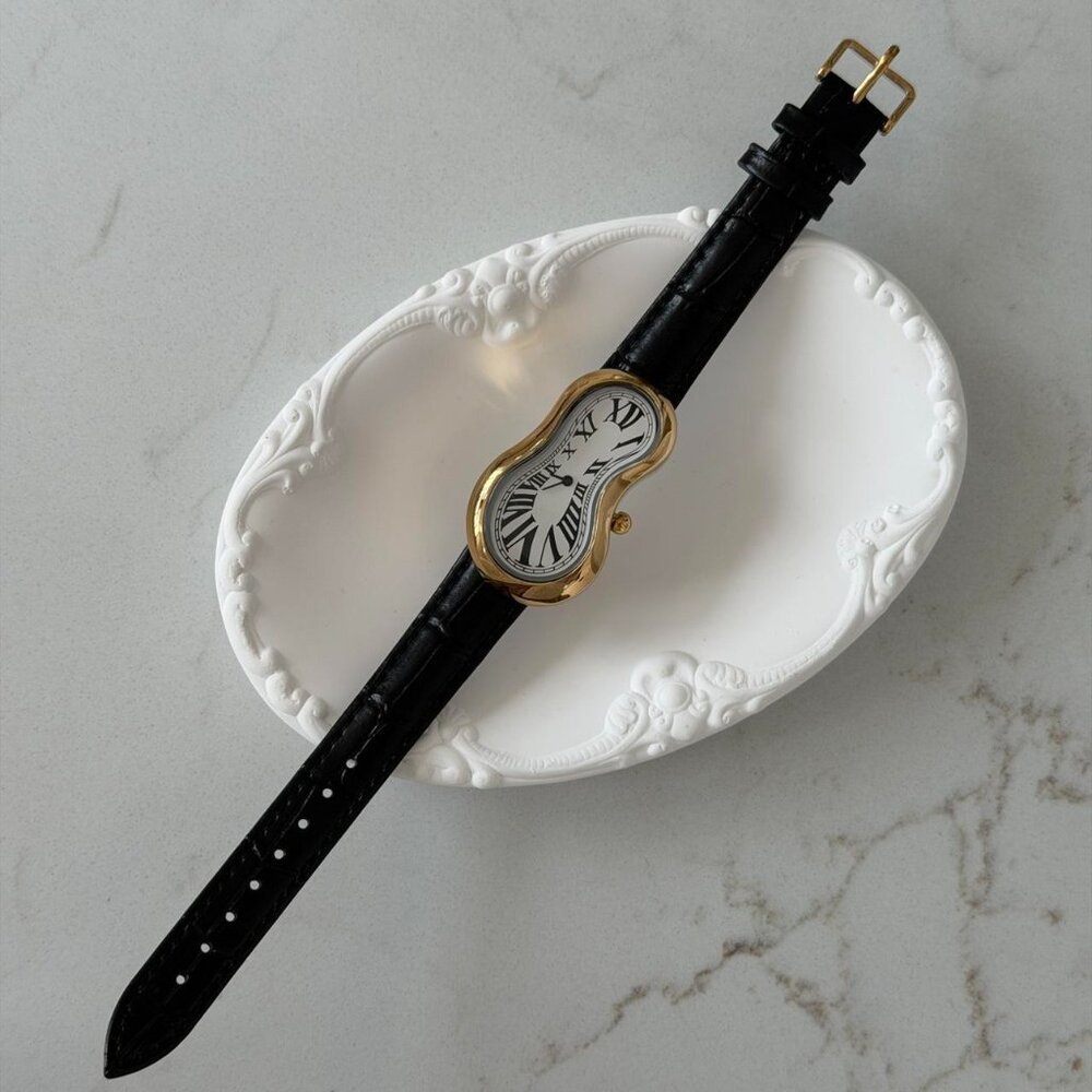 Sku0512 Retro Gold White dial Women Asymmetrical Watch Stainless steel +gift bag - Picture 5 of 6